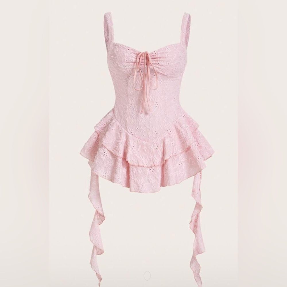 Pink Lace Ruffle Dress